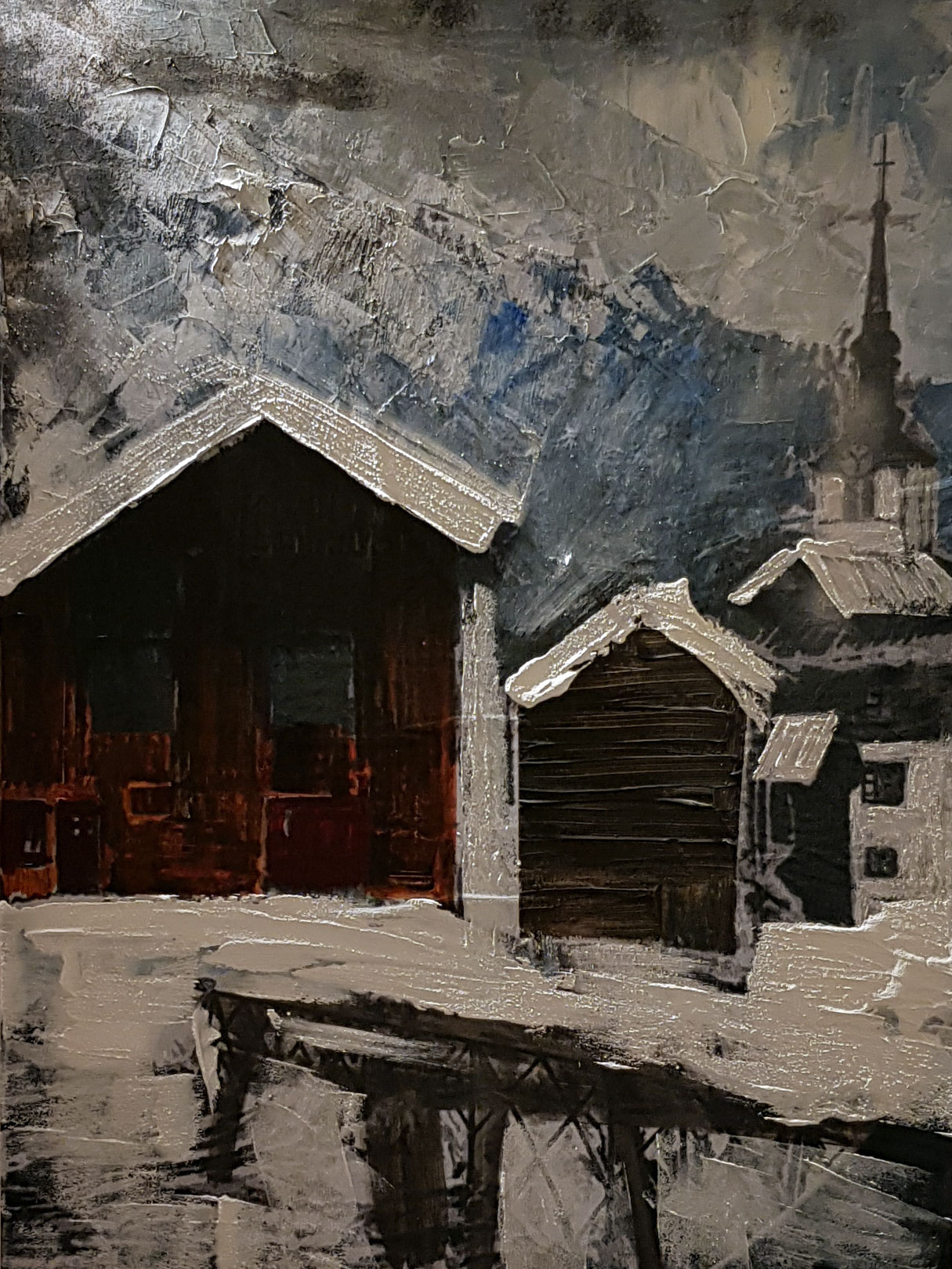 Jerome Rudin - Peinture Chalet Suisse du Valais Ref 101